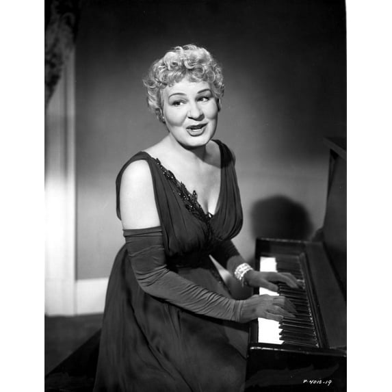 Shirley Booth on a Dress and Playing a Piano Photo Print (24 x 30)