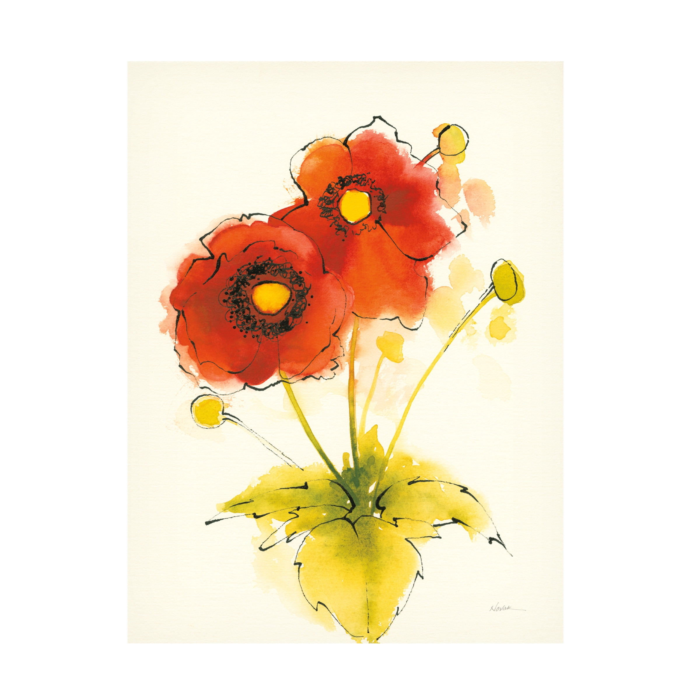 Shirley Novak 'Flores Rojas I' Canvas Art