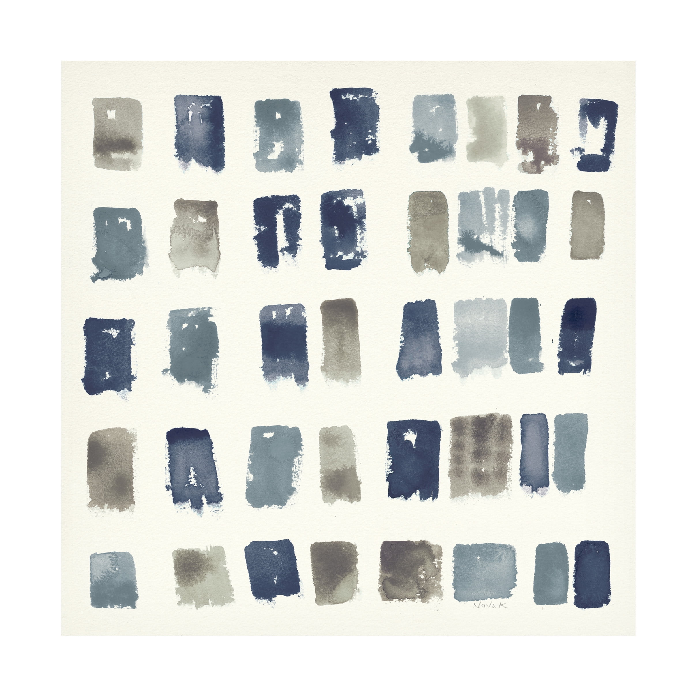 Contemporary Blue and Gray Abstract Canvas Art, 24" x 24"