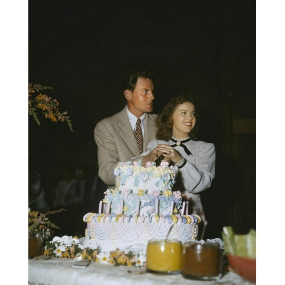 Shirley Temple Smiling At Cake With Actor 24X36 Classic Hollywood Poster