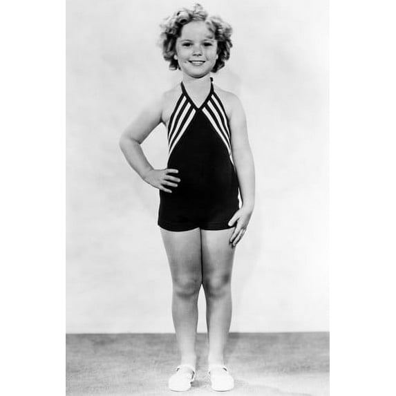 Shirley Temple Striped Swimsuit Cute Studio Portrait 24X36 Poster