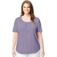 thumbnail image 1 of Shirred & Striped Scoop-Neck Women's Jersey Tee, 1 of 3