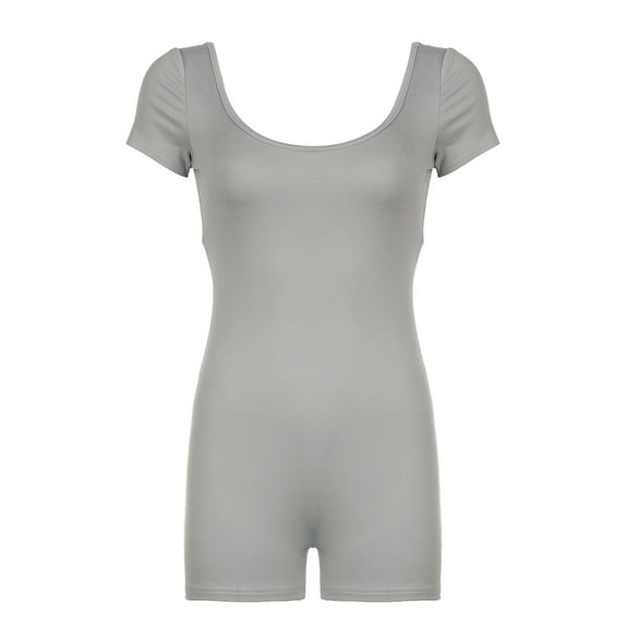Shirring Backless Square Collar Short Sleeve Skinny Sexy Gray Rompers Womens Playsuit Black Rave Summer Baddie Outfits