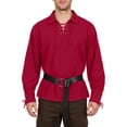 thumbnail image 1 of Shirt Belt Renaissance, Pirate Top Long, Sleeve Historical, Costume Viking, Medieval Lace Up Shirt With Belt Renaissance Pirate Top Long Sleeve Historical Costume for Costume Party, Red XXL, 1 of 8