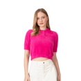 thumbnail image 1 of Shirt Collar Buttoned Short Sleeve Fluffy Sweater, 1 of 5