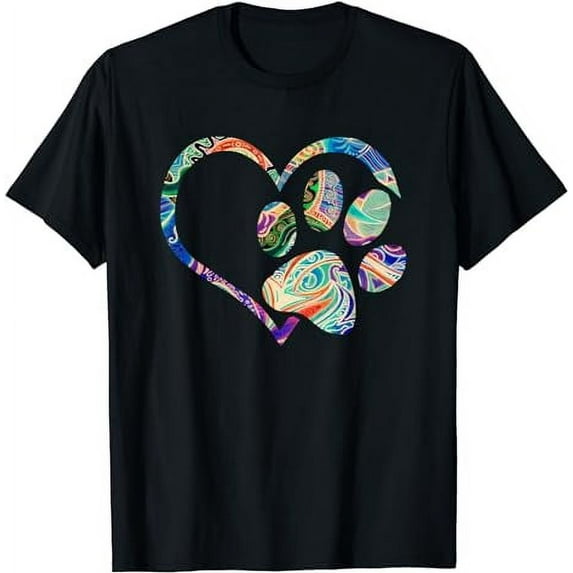 Shirt Dog Paw Print Tie Dye Rainbow Dog Love T-Shirt