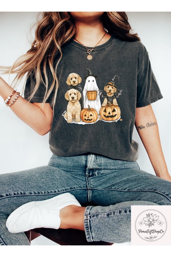 Shirt Dog Shirt, Golden Doodle Tshirt, Spooky Season, Spooky Ghost Dog Tee, Doodle Dog T-Shirt