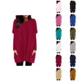 thumbnail image 1 of Shirt Dress for Women 2025 Fall Winter Long Sleeve Crewneck Puff Sleeve Casual Loose Tshirt Dress with Pockets, 1 of 6