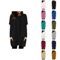 thumbnail image 1 of Shirt Dress for Women 2025 Fall Winter Long Sleeve Crewneck Puff Sleeve Casual Loose Tshirt Dress with Pockets, 1 of 6