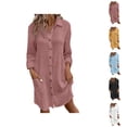 thumbnail image 1 of Shirt Dresses for Women Long Sleeve Button Down Collared Loose Fit Midi Dress Spring Work Dress with Pockets, 1 of 7