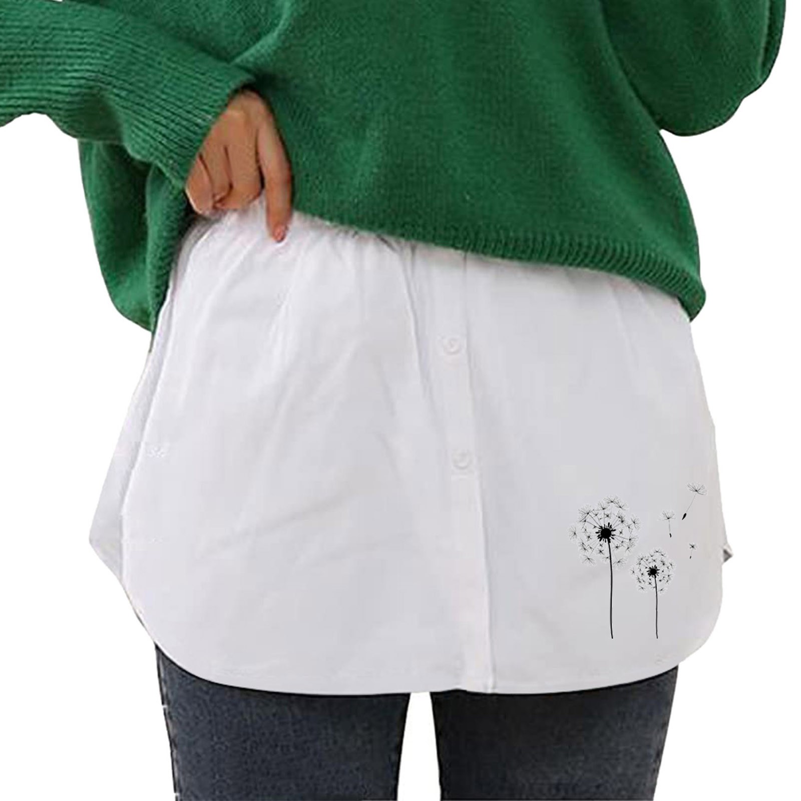 Shirt Extender for Women Women's Mini Underskirt Lower Skirt Sweep Shirt  Extension Skirt With Buttons Shirt Extension Layering Top Bottom 