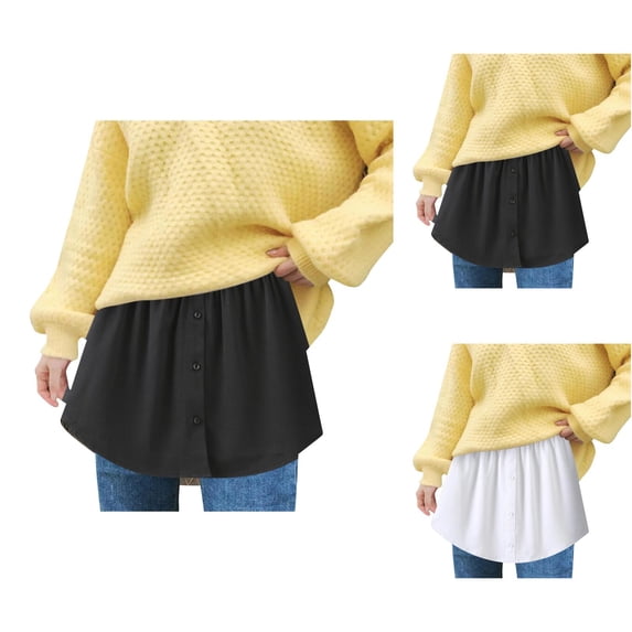 Shirt Extenders for Women Layering Skirts Half Length Undershirt Skirt Mini Skirt with Buttons