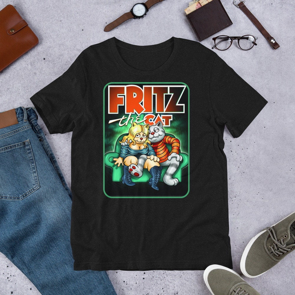 Shirt Fritz the Cat, 1972 American independent adult animated black
