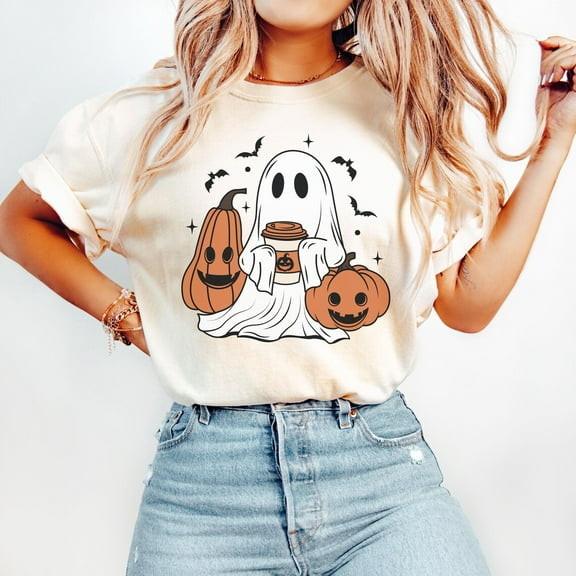 Shirt, Ghost Pumpkin Spiced Latte shirt, Ghost Coffee Shirt, Cute Ghost Shirt, Spooky Season Tee, Party