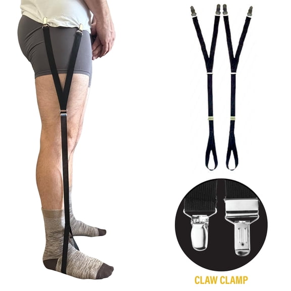 Hero’s Pride Shirt Holder Adjustable Y-Style Strap with Claw Clasp and Foot Loop, Black