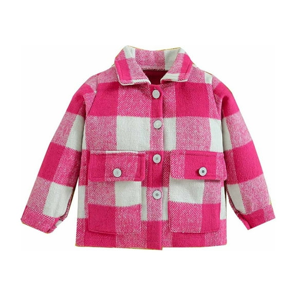 Shirt Jacket Coat Gift for Boys Toddler Baby Boys Girls Flannel Plaid Jacket Long Sleeve Lapel Button Down Pocketed Shirts Coats Shacket Cardigan Top Save Big