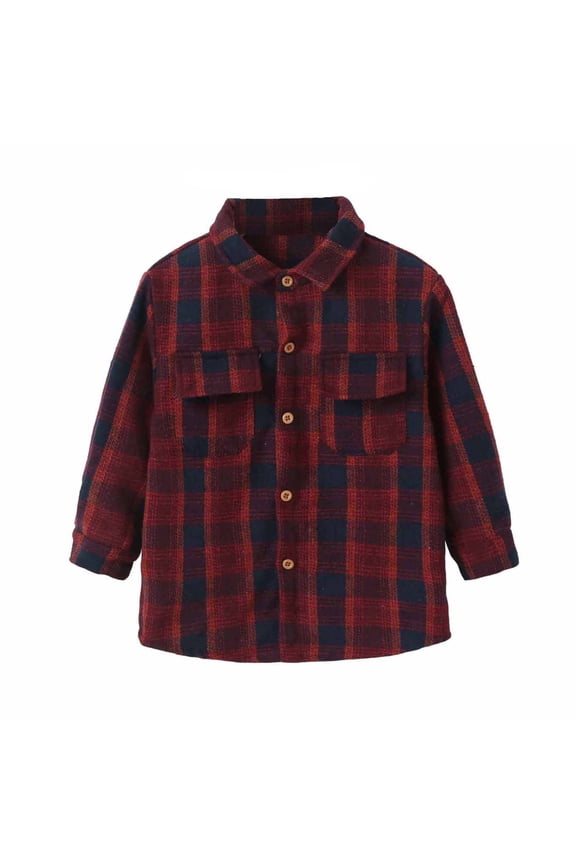 Shirt Jacket Coat Gift for Boys Boys Girls Long Sleeve Flannel Plaid Casual Shirts Toddler Buffalo Plaid Shirts Kids Coats Fall Tops Save Big