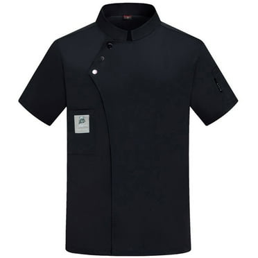 Unisex Chef Coat for Men Women Short Sleeve Chef Jacket Breathable Comfortable Kitchen Restaurant Hotel Work Uniform Black XL