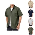 thumbnail image 1 of Shirt Jacket for Men Summer Casual Short Sleeve Button Down Collared Relaxed Fit Lightweight Work Shirts, 1 of 5
