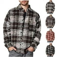 thumbnail image 1 of BiZtdJrK Shirt Jackets for Men Vintage Plaid Long Sleeve Button Down Shirts Outwear Casual Lapel Checkered Shacket with Pocket, Red, L, 1 of 9