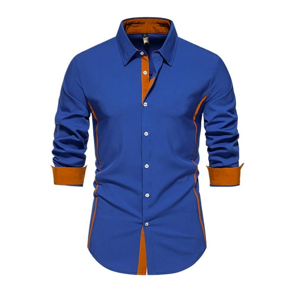 Shirt Men 2025 Male Casual Fashion Long Sleeved Shirt Comfort Leisure Top Men's Casual Shirts Blue L