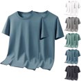 thumbnail image 1 of Shirt Men Men's Pocket T-Shirt Men Casual Fashion Solid Large Size Half Sleeved Short Sleeved Round Neck Top Blue XXXL, 1 of 8