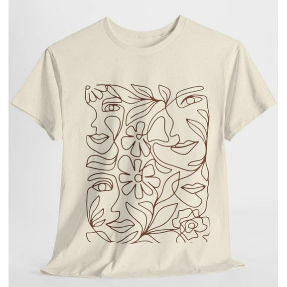 Shirt Minimalist Line Art Minimalist Floral T-Shirt Abstract Women Graphic Tee Boho Aesthetic Shirt Trendy Fashion Gift Artsy Casual Tshirt