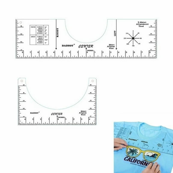 Shirt Ruler Guide Vinyl Alignment Tool,2Pcs Tshirt-Ruler Guide to Center Vinyl(Clear)
