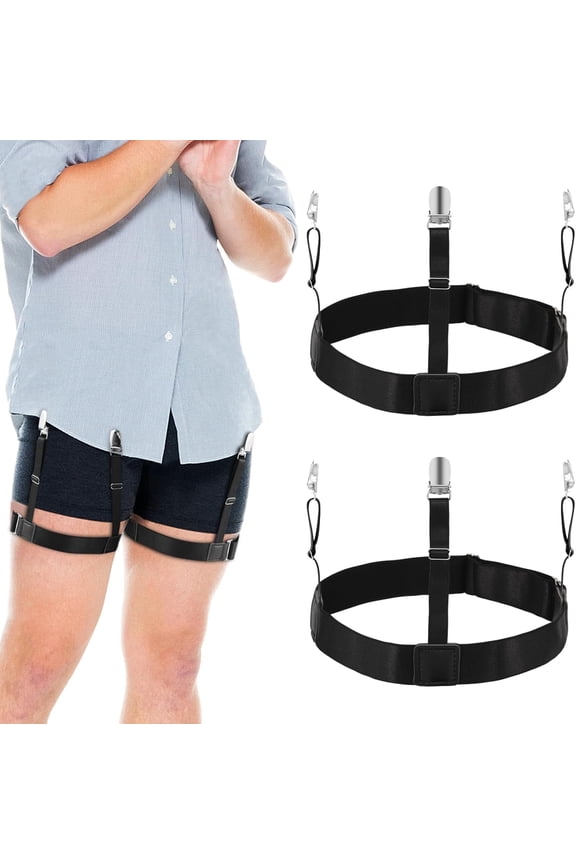 Shirt Stays,2 Pcs Black Adjustable Holder Straps For Men And Women,Keeps You Tucked All Day