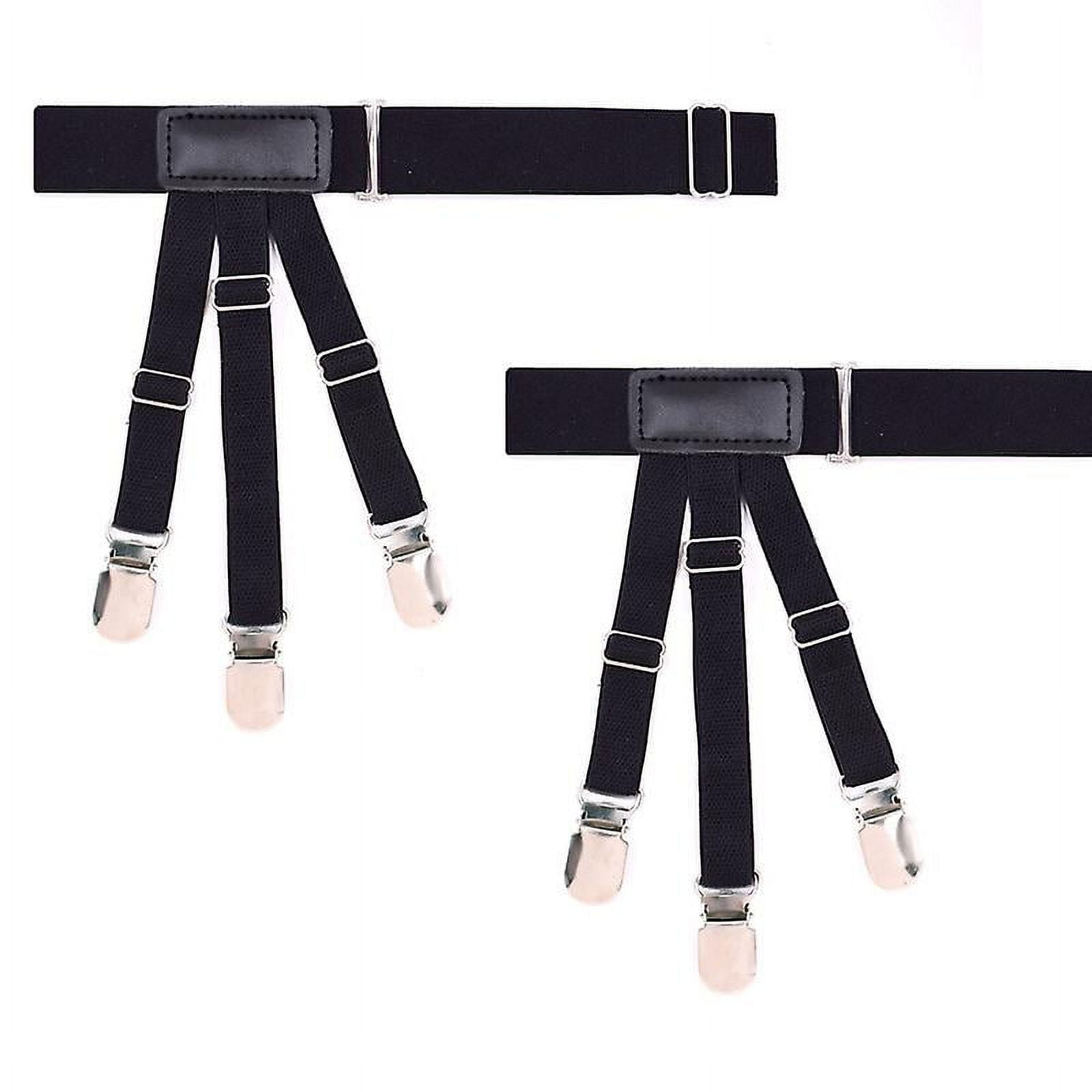 2-Pack Men's Shirt Stay Garters  Elastic Straps With Non-Slip Locking  Clamps Shirt Stays Men