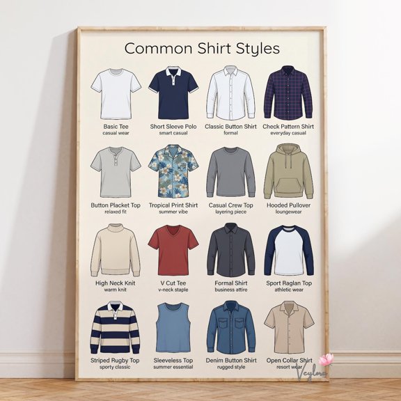 Shirt Styles Fashion Guide Wall Decor