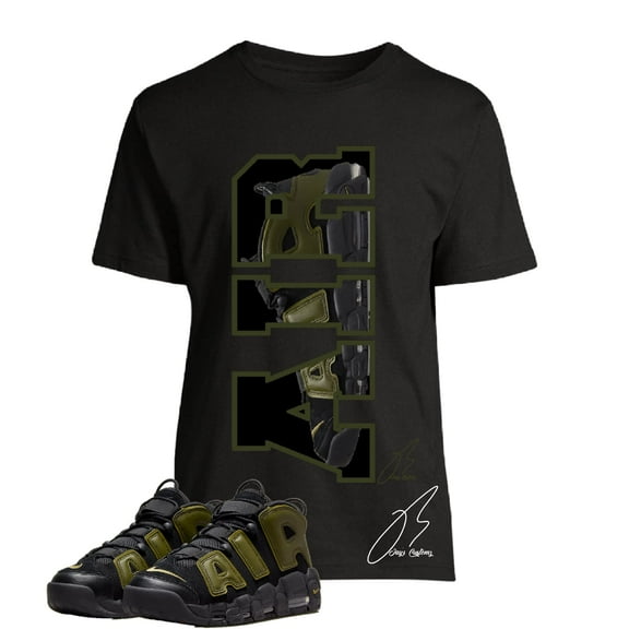Shirt To Air More Uptempo Rough Black Olive Green Sneakers (XXL, Black)