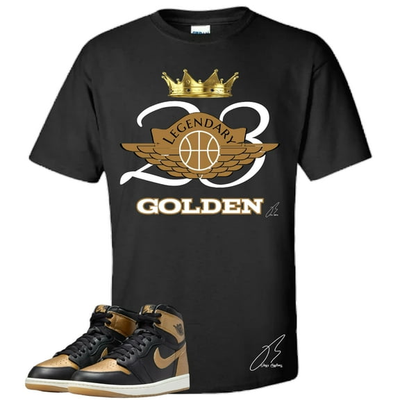 Shirt To Match AJ Retro 1 Metallic Gold, 23 Wing Unisex Sneaker Graphic Tee,Best Gift,Birthday (L, Black)
