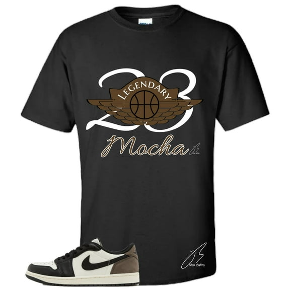 Shirt To Match AJ Retro 1 Mocha/Brown,23 Wing Unisex Sneaker Graphic Tee,Best Gift,Halloween,Men (S, Black)