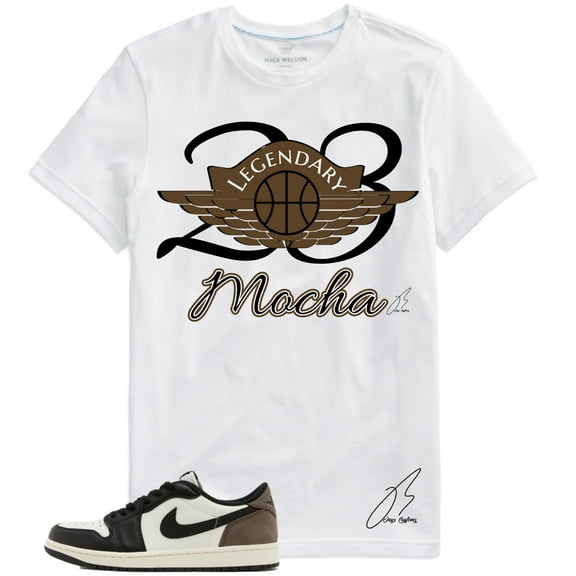 Shirt To Match AJ Retro 1 Mocha/Brown,23 Wing Unisex Sneaker Graphic Tee,Best Gift,Halloween,Men (XL, White)