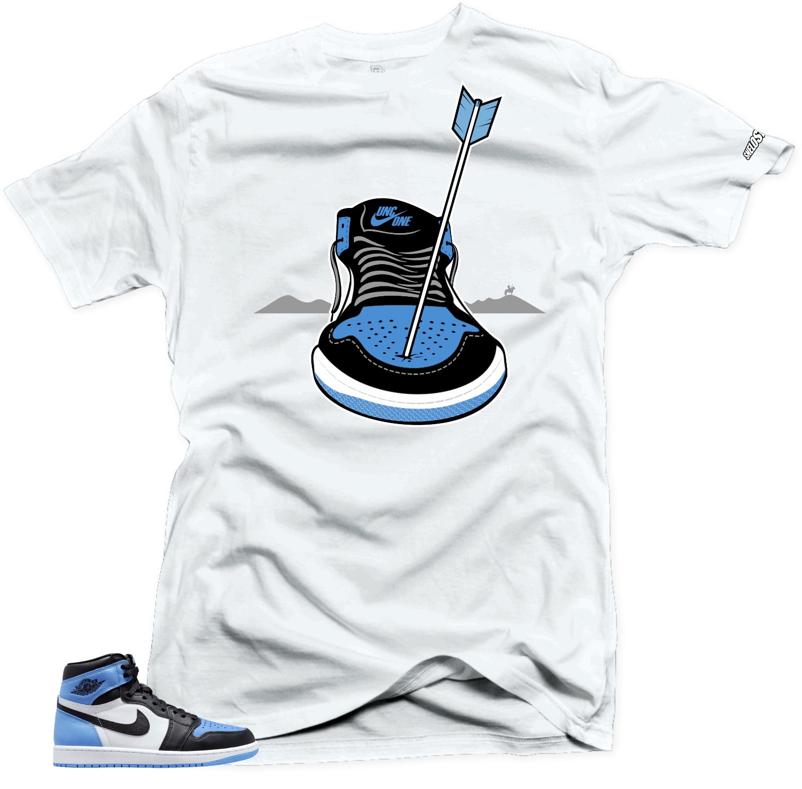 Shirt To Match Jordan 1 UNC Toe Snelos Arrows Sneaker tee