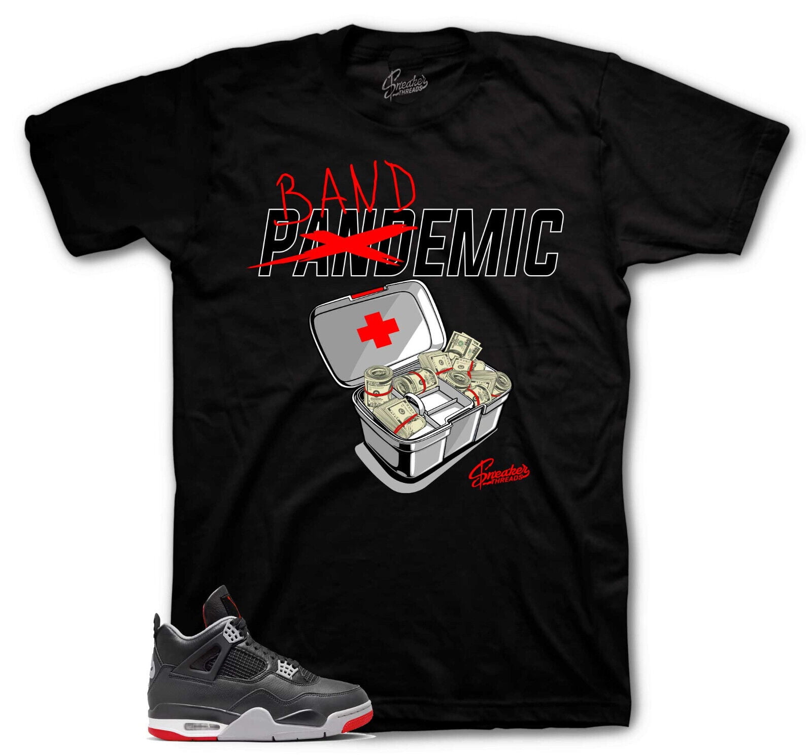 Shirt To Match Jordan 4 Bred Reimagined Shoes 4 Bandemic Sneaker Tees Walmart