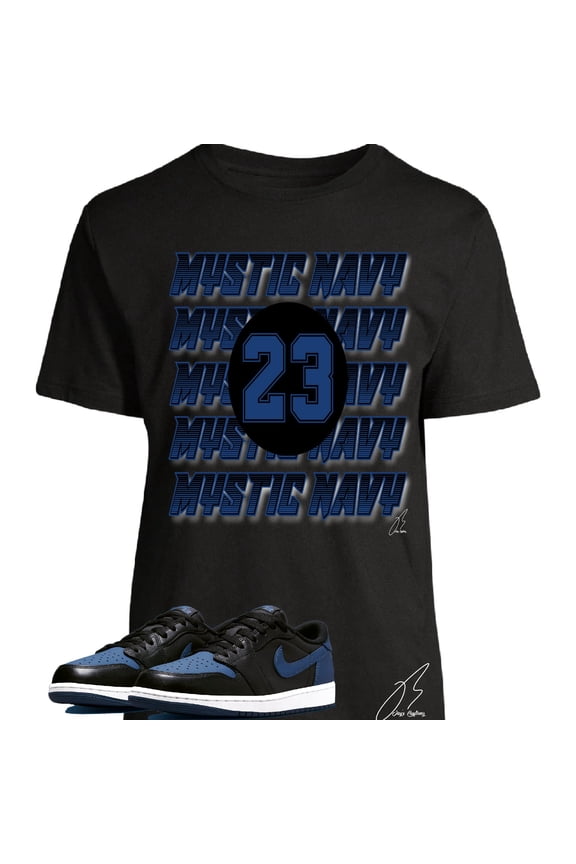 Shirt To Match Jordan Retro 1 Low Mystic Navy Sneakers Graphic Tee (XL, Black)