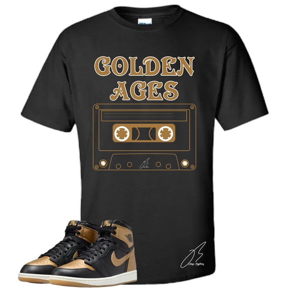 Shirt To Match Jordan Retro 1 Metallic Gold, Golden Ages Unisex Sneaker Graphic Tee,Best Gift,Birthday (M, Black)