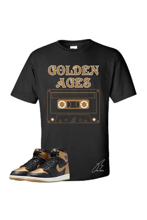 Shirt To Match Jordan Retro 1 Metallic Gold, Golden Ages Unisex Sneaker Graphic Tee,Best Gift,Birthday (XL, Black)