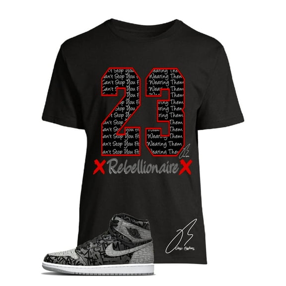 Shirt To Match Jordan Retro 1 Rebellionaire Sneakers (S, Black)