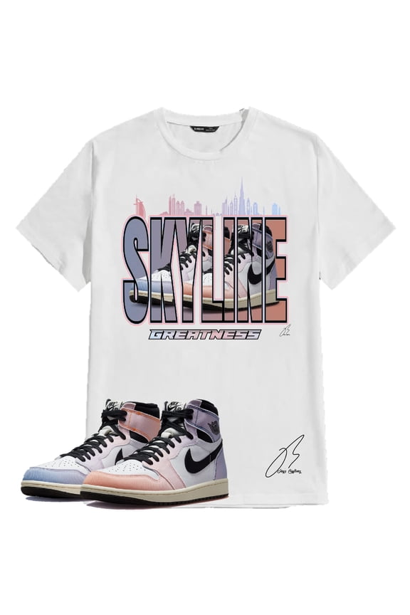 Shirt To Match Jordan Retro 1 Skyline,Unisex Graphic Tee (XXL, White)