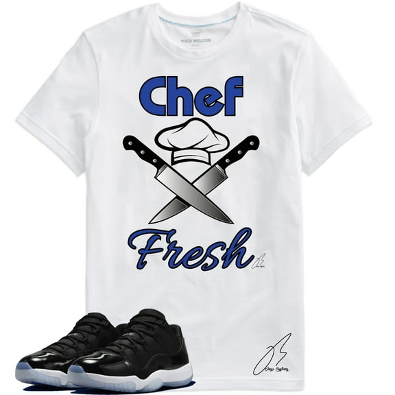 Shirt To Match Jordan Retro 11 Space/Jam/Black, Chef Fresh Unisex Sneaker Graphic Tee,Best Gift (XL, White)