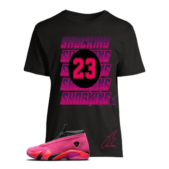 Shirt To Match Jordan Retro 14 Shocking Pink Sneakers Hyper Punk (M, Black)