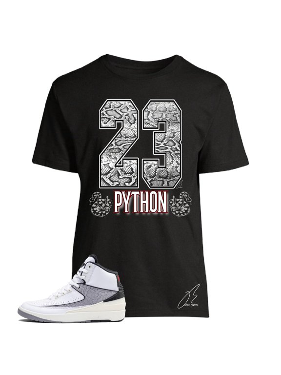 Shirt To Match Jordan Retro 2 Python/White & Black, 23 Unisex Sneaker Graphic Tee,Best Gift,Valentines (S, Black)