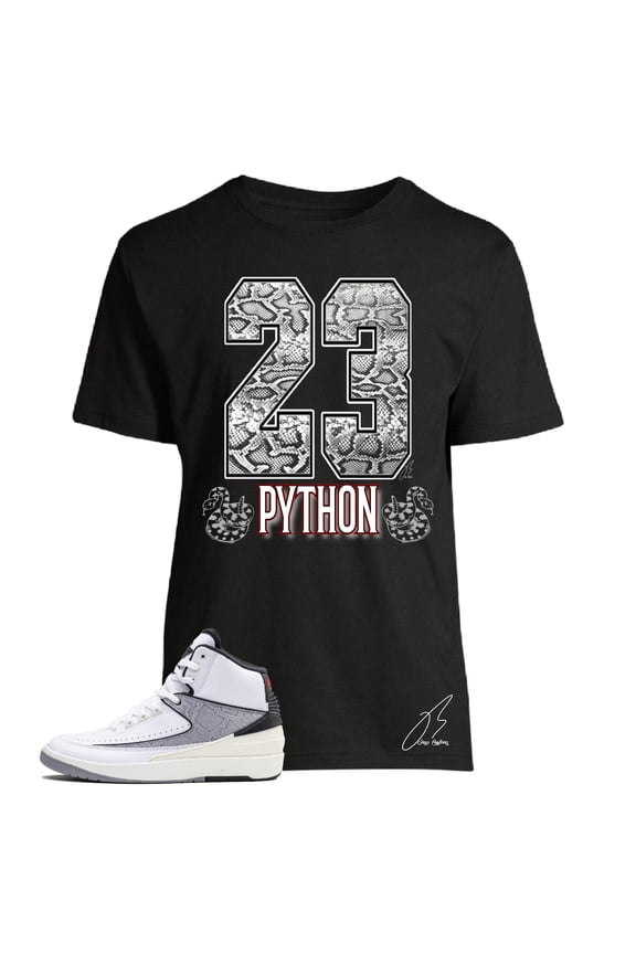 Shirt To Match Jordan Retro 2 Python/White & Black, 23 Unisex Sneaker Graphic Tee,Best Gift,Valentines (S, Black)