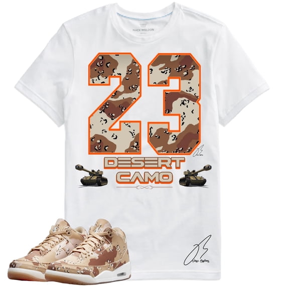 Shirt To Match Jordan Retro 3 Desert Camo, Gametime Unisex Sneaker Graphic Tee,Best Gift,Birthday (L, White)