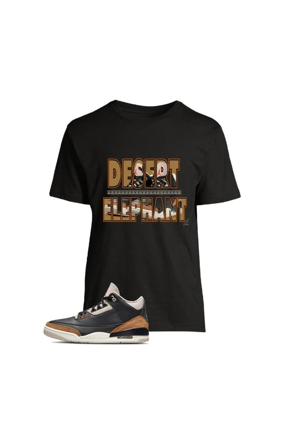 Shirt To Match Jordan Retro 3 Desert Elephant,Sneaker Graphic Tee (XXXL, Black)