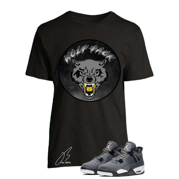Shirt To Match Jordan Retro 4 Cool Grey Sneakers Wolf Pack (L, Black)