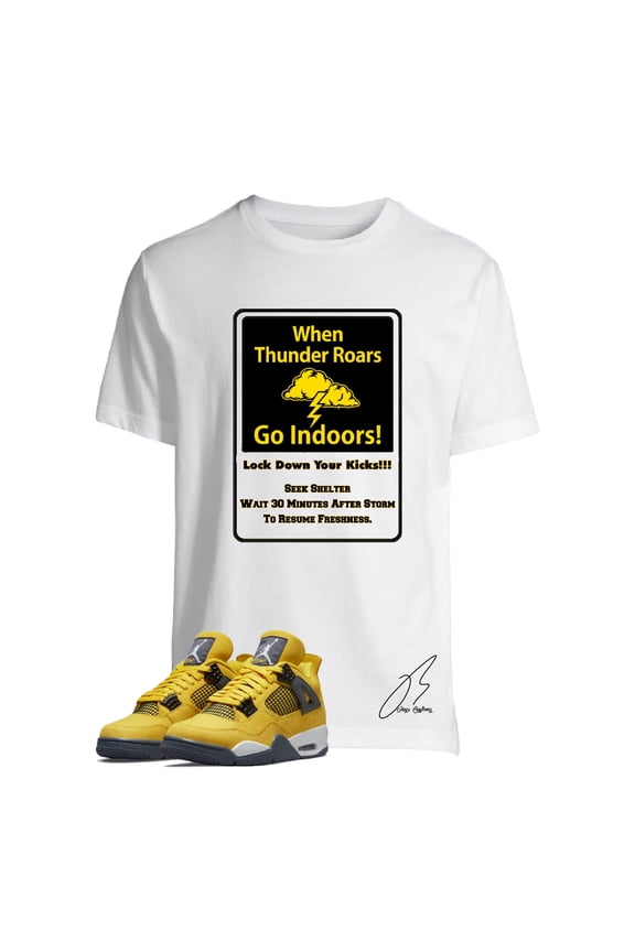 Shirt To Match Jordan Retro 4 Lightning Yellow Sneakers Graphic Tee (L, White)